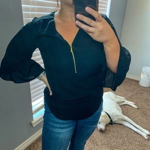 Express flutter sleeve zip up Chelsea popover